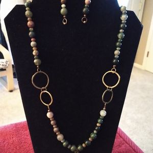😀 NECKLACE EARRINGS SET  Handmade 24" Womens